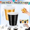 cssopenss 240 Pack 2 oz Black Gold Plastic Shot Cups