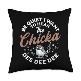 Chickadee Feeder Bird Birding Chickadee Throw Pillow