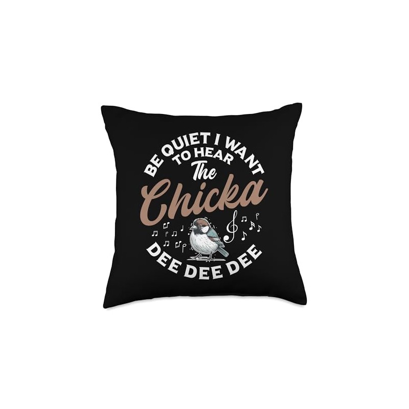 Chickadee Feeder Bird Birding Chickadee Throw Pillow