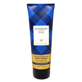 Generic Bath and Body Work Men's Collection Gingham Hero Trio Gift Set - Body Cream - Body Spray and Deodorant - Full Size, blue