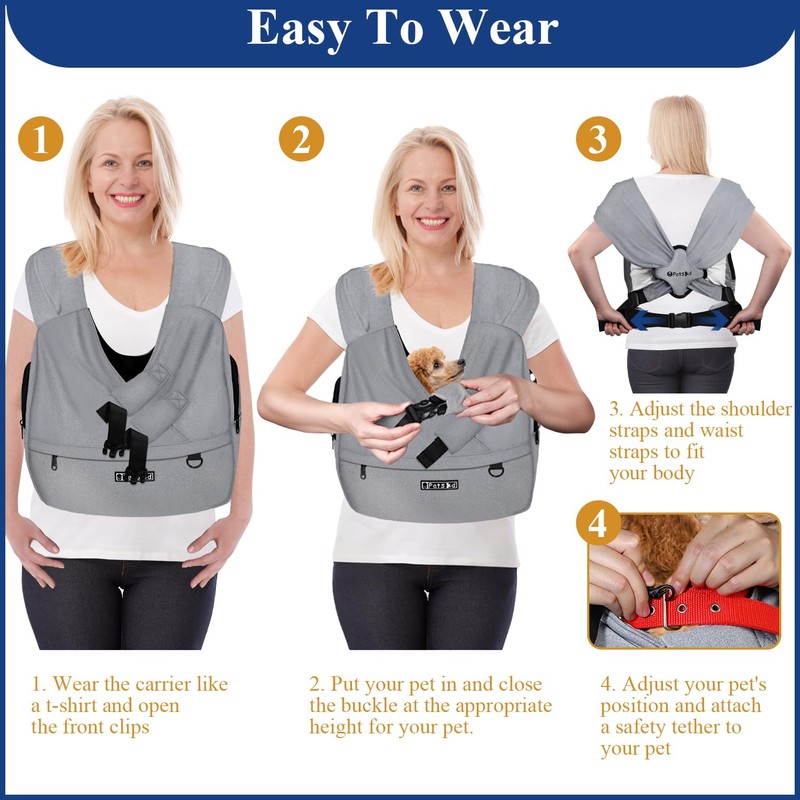 Petskd Dog Carrier Sling for Small Pet 7-15 LBS, Hands