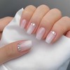 Ombre Pink French False Nails Medium Coffin, SXVME French Press