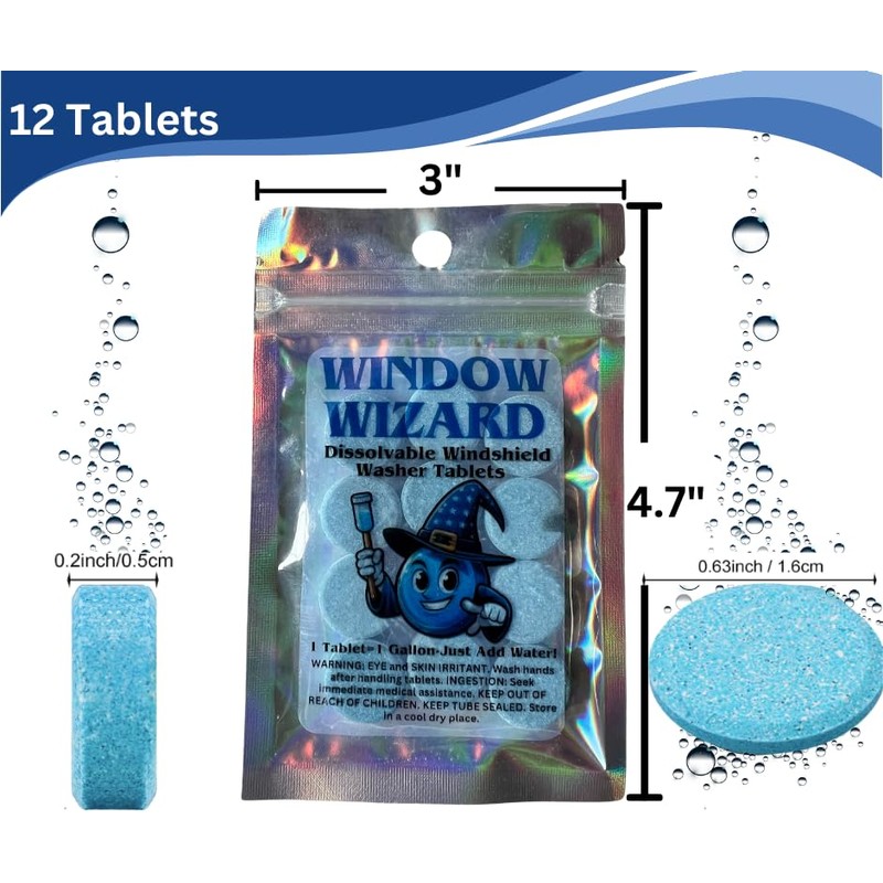 Window Wizard 12 Tablets Car Windshield Washer Fluid Concentrated Tablets