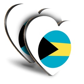 Destination Vinyl ltd Great Coasters (Set of 2) Heart - Bahamas Flag Map Drink Glossy Coasters/Tabletop Protection for Any Table Type #9048