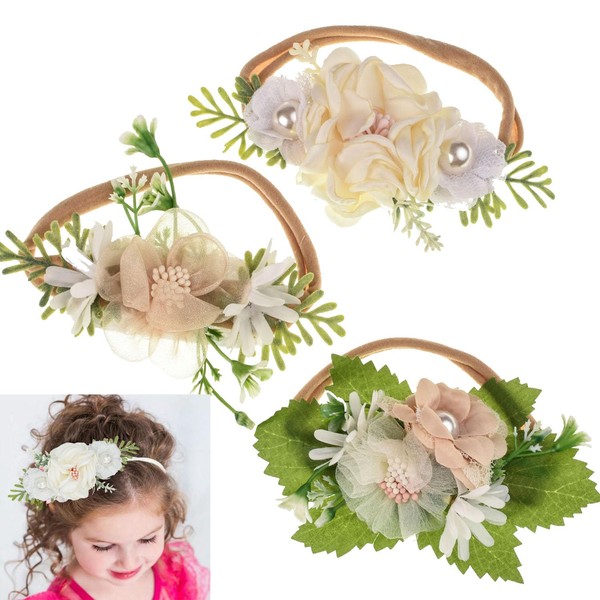 June Bloomy Handmade Baby Girl Flower Headband Set Soft Newborn