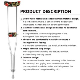 TOMMHANES AMISGUOER - Almohadillas para muletas de axilas, almohadilla para muletas, funda de mano, lavable, talla única (2 axilas, 2 cojines de mano), multicolor (CP24M)