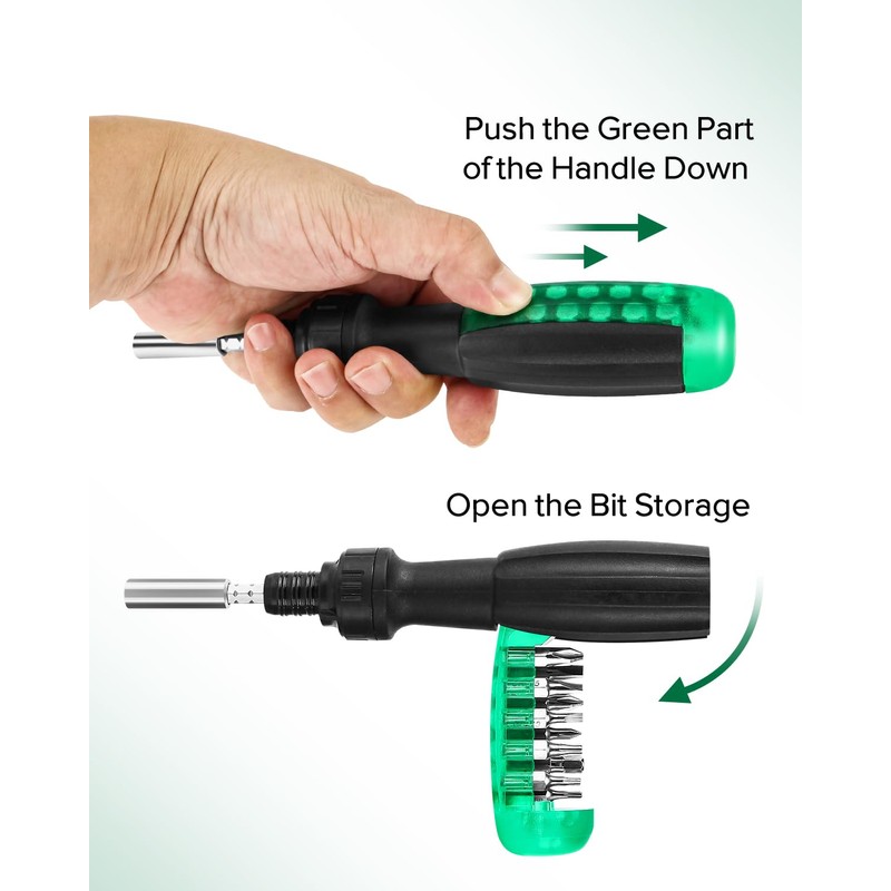 10-in-1 Ratchet Screwdriver Set - Precision Multi-bit Slotted/Pozi/Torx Screw Drivers
