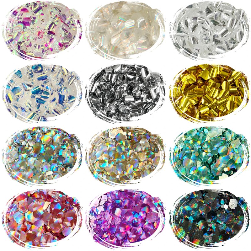 s 12 Pcs 2oz White Jar 5D Cat Glitter Sparkly