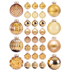 Liliful 24 Pcs Glass Christmas Ball Ornaments Christmas Tree Decoration Hanging Balls Christmas Ornaments for Festival Home Wedding Holiday Party Decor(Champagne,2.36 Inch)