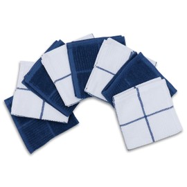 AMOUR INFINI - Juego de 8 paños de cocina súper suaves y altamente absorbentes, paños de cocina de primera calidad para lavar platos (12 x 12 pulgadas, azul)