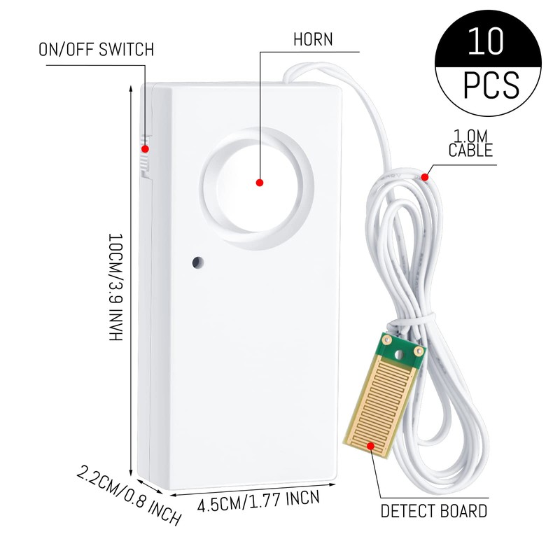 Hoteam 20 Pcs Water Sensor Alarm Leak Detector 120db Water
