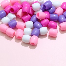 VENOFEN 48PCS Hair Beads Pink Purple Dreadlock Bead for Hair Loc Jewelry Accessories Mixed Color Kids Girls Pony Bead Hair Decorations