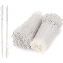 Tbestmax 200 varillas desechables para rímel, cepillos de doble punta para pestañas, labios, lápiz labial, cejas, extensiones de pestañas, color blanco.