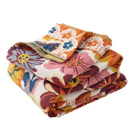 Boho Muslin Blanket for Adults 6-Layer Gauze 80 x 90 Inches Soft Cozy 100% Cotton Summer Blanket Daisy Floral Decor for Sofa Bed Coverlet Both Sides (Daisy Floral, 80 x 90 in)