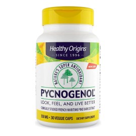 Healthy Origins Pycnogenol - 150 Mg - 30 Vegetarian Capsules Procedente De Francia, El Pycnogenol Es Un Extracto De Corteza De Pino Que Apoya El Cuidado De La Piel, La Producción De Colágeno.
