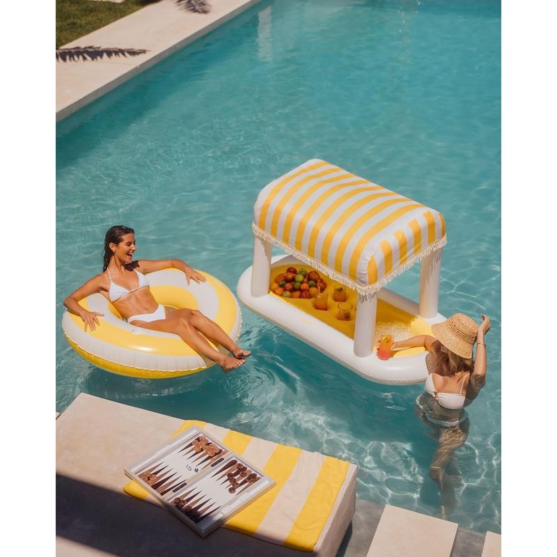 funboy Yellow & White Striped Floating Cabana Bar - A