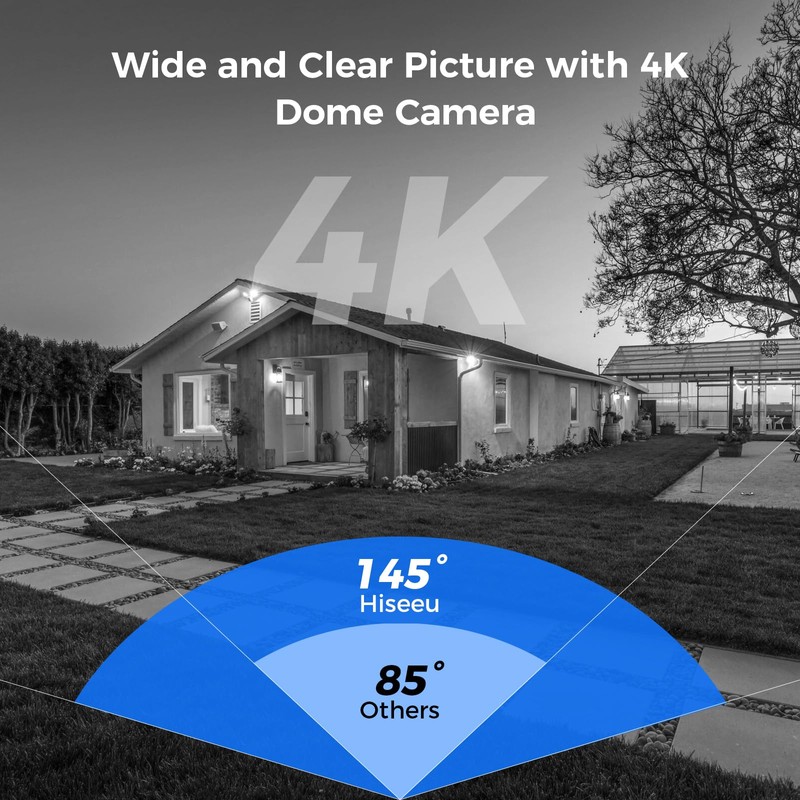 Hiseeu 360° Security Camera Outdoor with HD Night Vision,4K POE