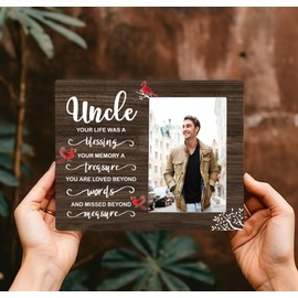 CAIFZ Uncle Memorial Wooden Picture Frame, In Loving Memory Remembrance Photo Frame Gifts for Uncle, Bereavement Sympathy Wooden Frame for Loss of Uncle, 4x6 inch Photo