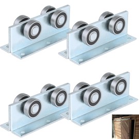 BiJun 4 Wheel Trolley Assembly Roller Strut Channel Trolley Heavy Duty Barn or Shed Sliding Doors for Use with 1-5/8" Wide and All1-5/8 Taller Strut Channel (Silver 4 Packs)