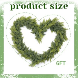 Flopttsun Norfolk Cedar Garland, 6FT Green Garland Christmas for Mantle Stair Railing Fireplace Door Decorations