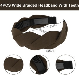 AMCAMI 4 Pack Braided Headbands for Women,Woven Wide Non Slip Headbands, Fashion Hair Accessories for Girls