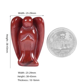 KYEYGWO Carnelian Carved Gemstone Angel Figures, Healing Crystal Guardian Angel Stone Talisman Pocket Angel Statues Peace Angel Sculpture Fengshui Ornament for Decoration Lucky Charm, 3.8 cm