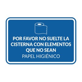Signs ByLITA Classic Framed Por favor no suelte la cisterna con elementos que no sean papel higiénico Door or Wall Sign | Spanish Restroom Maintenance Sign (Blue) - Small