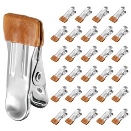 uxcell 66 Pack Stainless Steel Clothes Pins, 2.17" Laundry Chip Clips Multipurpose Heavy Duty Outdoor Clothespins with Rubber for Hanging Socks, Towels, Snacks, Photo (Gold)