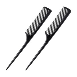 2 Pack Rat Tail Comb for Root Teasing, Black Fine Tooth Teasing Comb for Sectioning, Parting, Styling Hair