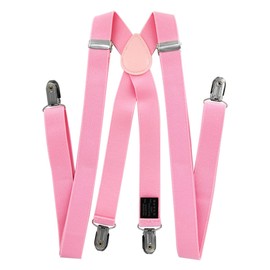 axy Men's Braces Wide 2.5 cm with 4 Strong Clips X Shape and Women (Pink), pink