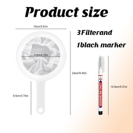 3 Pcs Fine Mesh Sieve & Strainer Set, 100/200/400 Mesh Plastic Nylon Sieves with Handle, Kitchen Food Filter for Kefir, Yoghurt, Soy Milk, Juice, Coffee + 1 Marker Pen