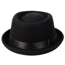 Pork Pie Hat Breaking Bad Hats Porkpie Hats Wool Felt Heisenberg Hat Mens Brimmed Hats Fedora, A Black, Large