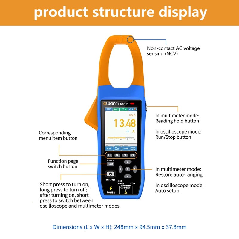 OWON CMS061 3 in1 Digital Clamp Meter Recorder Oscilloscope 20000