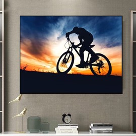 Landscape DIY 5D Diamond Painting by Number Kit, Adventure Biker on Mountain Bike Summer Trail Road Diamond Embroidery Paintings Cross Stitch for Home Decor, 12x16 Inch