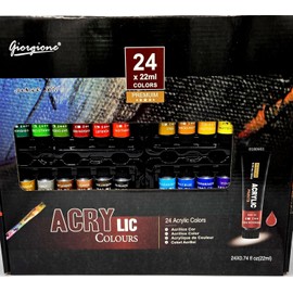 Tube Acrylic Paint Set for Kids and Adults – 24 Bold Colors for Artists & Crafters - Acrylic Paint Tubes for Professional Painting on Canvas, Wood, Fabric and More (24 Colors (0.8 Ounce)) MD-A03