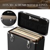 ZEDKEHO Vinyl Record Storage Box with Lock, Holds 35+ LP