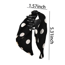 Hair Claw Clips for Women Bow Ribbon Hair Clip Polka Dot Hair Clips Black Ponytail Accessories for Women's Hair Ribbon Bowknot Hair Clips Bow Claw Clips for Thin Thick Hair