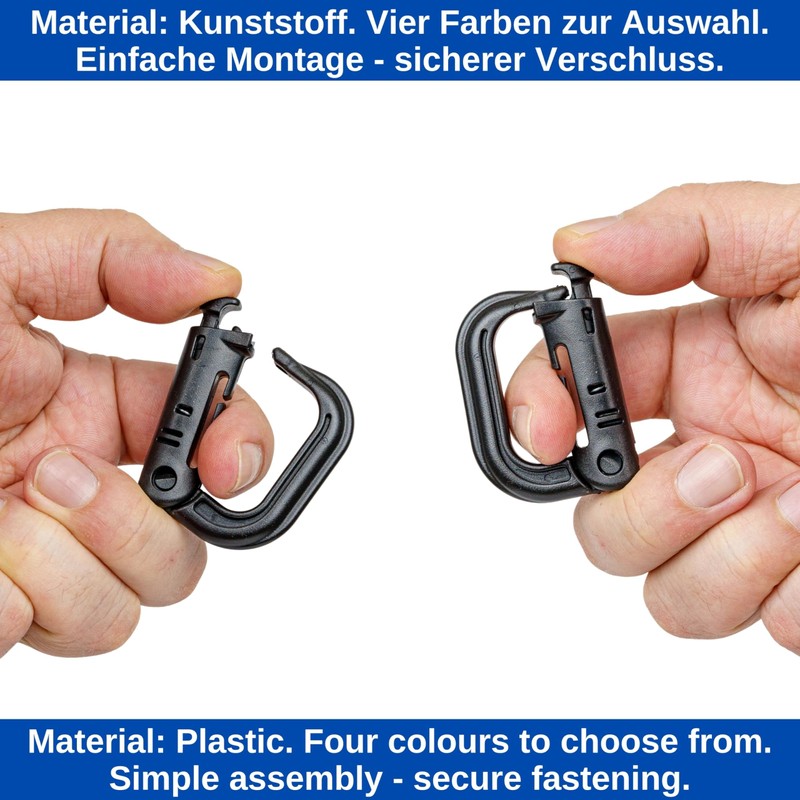 6 Pcs D Shape Plastic Carabiner Hook Brown Molle Carabiner