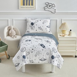 DuShow White Space Single Bedding Set For Boys,Kids Single Bed Duvet Cover and Pillowcase Set,White Space Duvet Cover Set-135 x 200