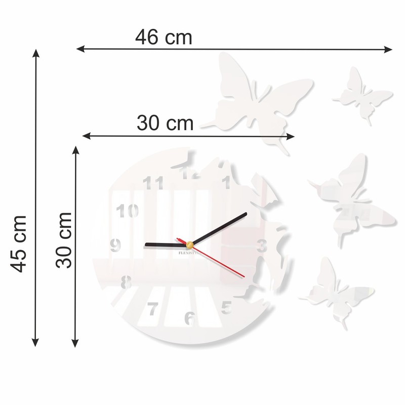 Round and modern butterfly wall clock with no tick sound