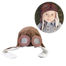 Xrten Baby Boys Aviator Hat Warm Winter Hat Pilot Hat with Glasses for Children, Brown, brown