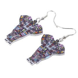 BONSNY Signature Wildlife Collection "SUNRISE" Jungle Safari Wild Elephant Drop Dangle Statement Women Earrings Jewelry (Grey)