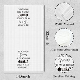 Funny Kitchen Towels Bar Towels Gifts for Bartender are We Having Drinks or are We Having Dranks Bar Decor Waffle Weave Tea Towels Hand Towels Dish Towels for Kitchen 14×23 Inches