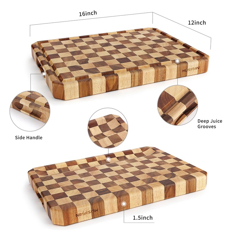 Acacia Wood Cutting Boards for Kitchen-Large Wooden Cutting Boards for