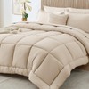 Sasttie Queen Comforter Set, Beige 7 Pieces Bed in a