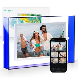 13.3" Blue WiFi Digital Picture Frame – 1920 * 1080P FHD IPS Screen Smart Photo Frame Magnetic 360° Wall-Mount, 64GB+8GB Cloud Storage, Auto-Rotate Share Memories Instantly via App