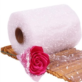 VANTOBEST 1 Roll White Snow Dot Flower Bouquet Wrapping Mesh Paper Floral Wrapping Paper for Fresh Flowers Wedding Birthday Decoration (16 Yards)