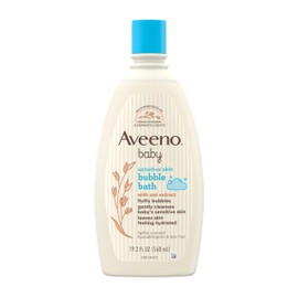 Aveeno Baby Aveeno Baby Sensitive Skin Bubble Bath with Oat Extract, Gently Cleanses and Leaves Skin Feeling Hydrated, Tear-Free Formula, Hypoallergenic, Paraben-, Phthalate-, Soap- & Dye-Free, 19.2 fl. Oz