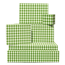 CENTRAL 23 Gingham Wrapping Paper - 6 Sheets Of Gift Wrap Paper For Women - White And Green - Birthday Wrapping Paper Girls - Comes With Stickers