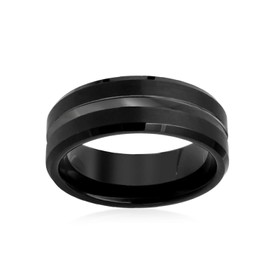 Simple Black Grey Center Stripe Couples Titanium Wedding Band Ring For Men For Women Comfort Fit 8MM